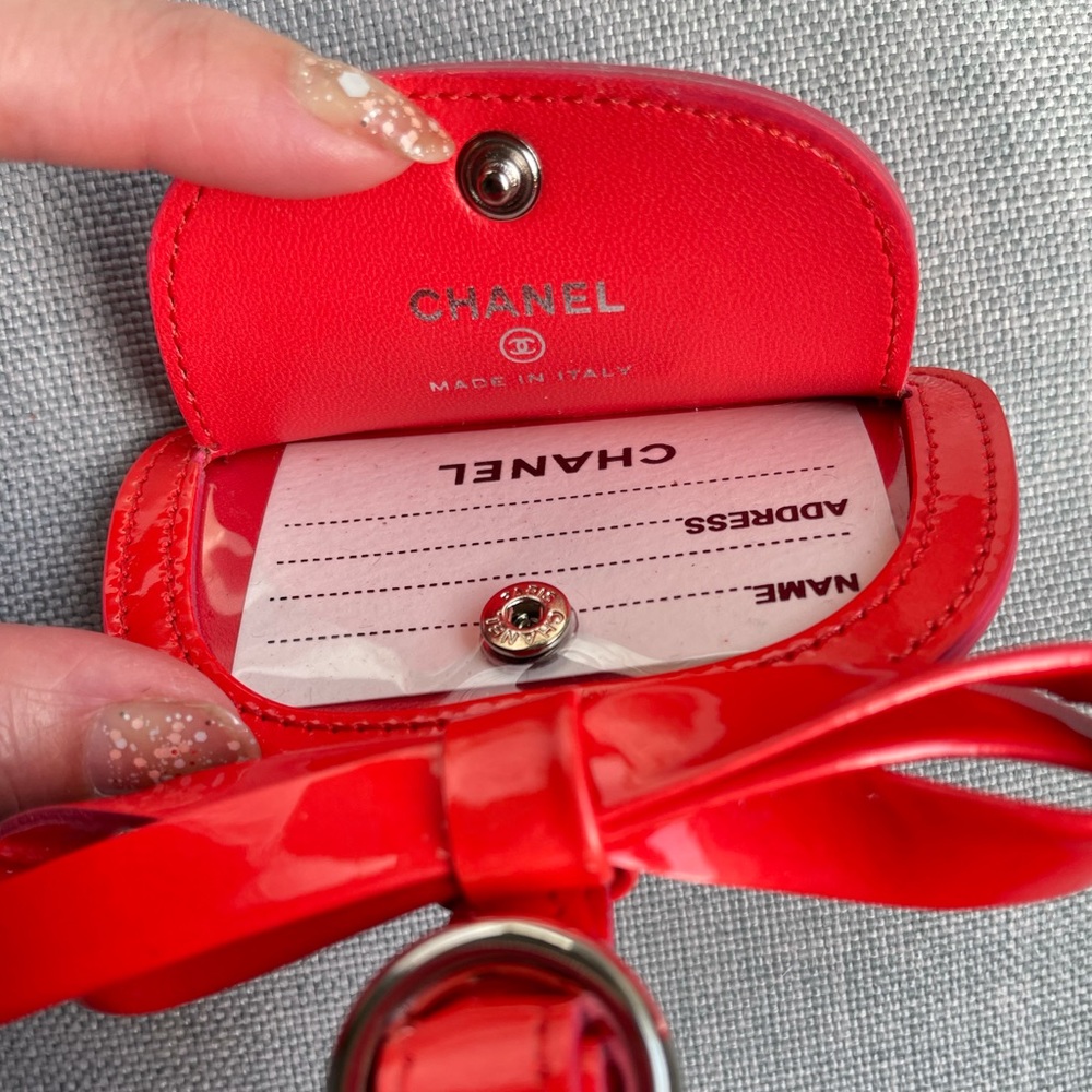 Chanel Red Patent Leather Luggage Tag / Bag Charm - Picture 3 of 3